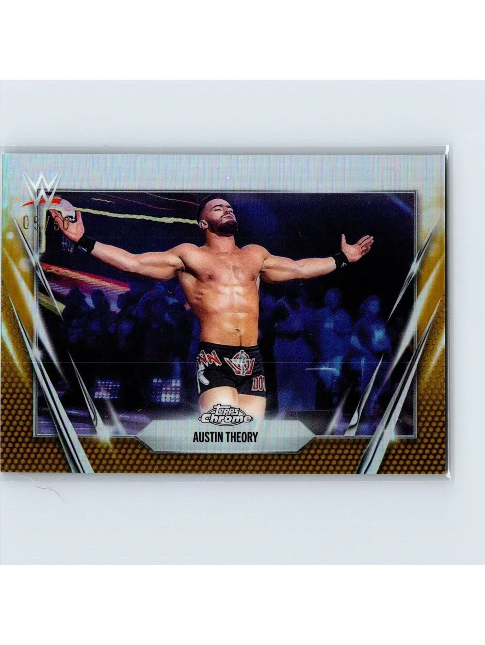2026 Topps Chrome WWE Austin Theory #77 Gold Refractor #/50